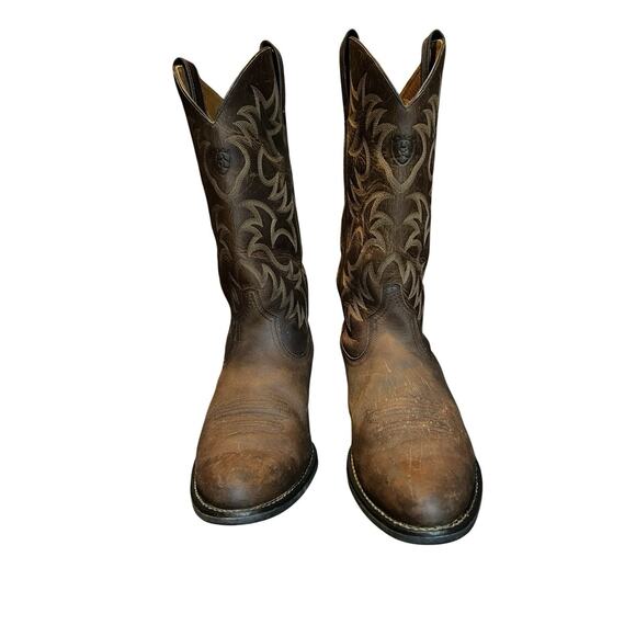 Men’s Ariat 34725 Size 11D Heritage‎ R Toe Western Brown Leather Boots 15” Tall